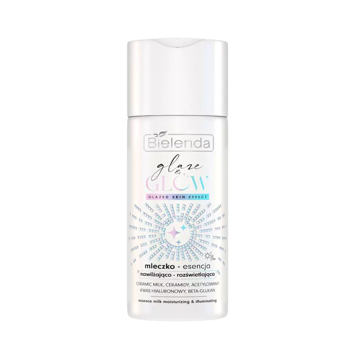 Зволожувальна та освітлювальна молочко-есенція для обличчя Bielenda Glaze &amp; Glow Essence Milk з ефектом глазурованої шкіри, 120 мл
